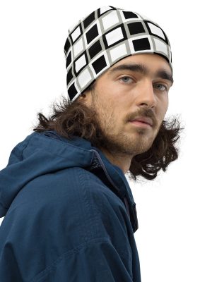 Unisex Beanie Mütze mit Karomuster – „Karo“ Kollektion