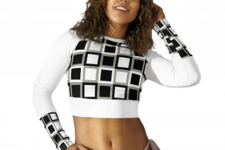 Damen Crop-Top mit Karomuster - nachhaltig, langarm - "Karo" Kollektion