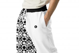 Recycelte Unisex-Jogginghose mit weitem Bein und Kreismotiven – „Hula-Hoops“ Kollektion