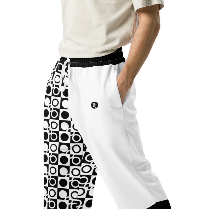 Recycelte Unisex-Jogginghose mit weitem Bein und Kreismotiven – „Hula-Hoops“ Kollektion